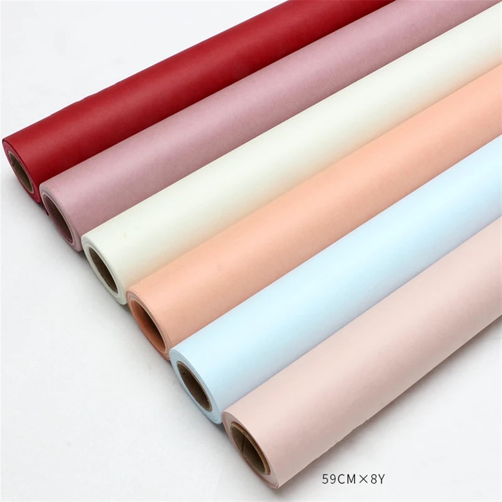 Kolorowy przezroczysty papier welinowy, Materiał opakowaniowy na bukiet kwiatów w rolce w jednolitym kolorze, 59 cm x 8 jardów(X)