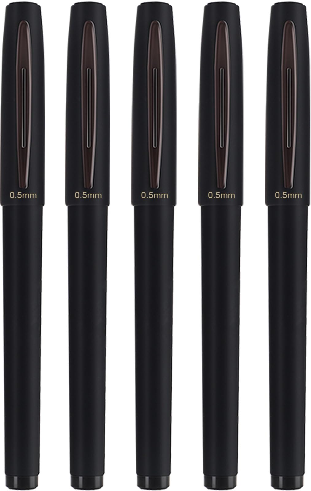 0.5mm Rollerball Pens Fine Ballpoint Black Gel Ink Pen with Steel Clip for School Office Business - Pack of 5