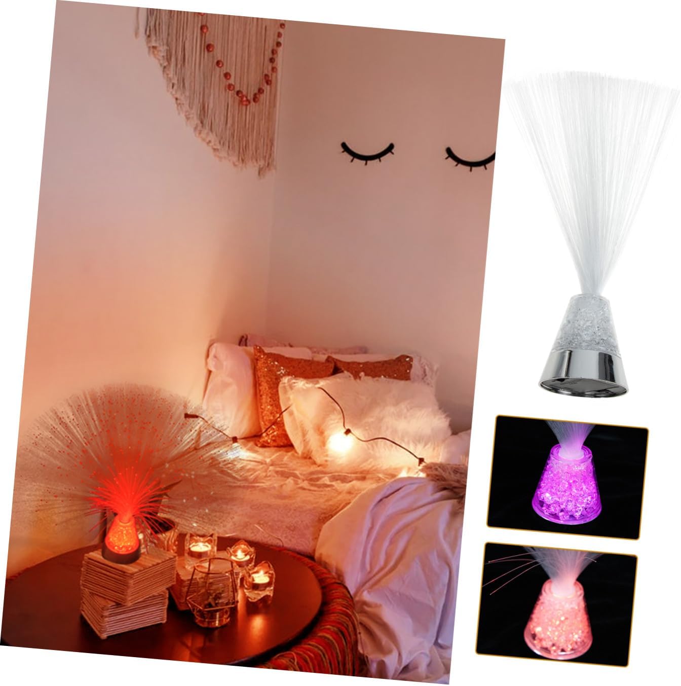 Angoily Remote Controlled Optical Fiber LED Night Light Elegant Tabletop Decor Lamp with Unique Glowing Design for Home Party and Gift Use