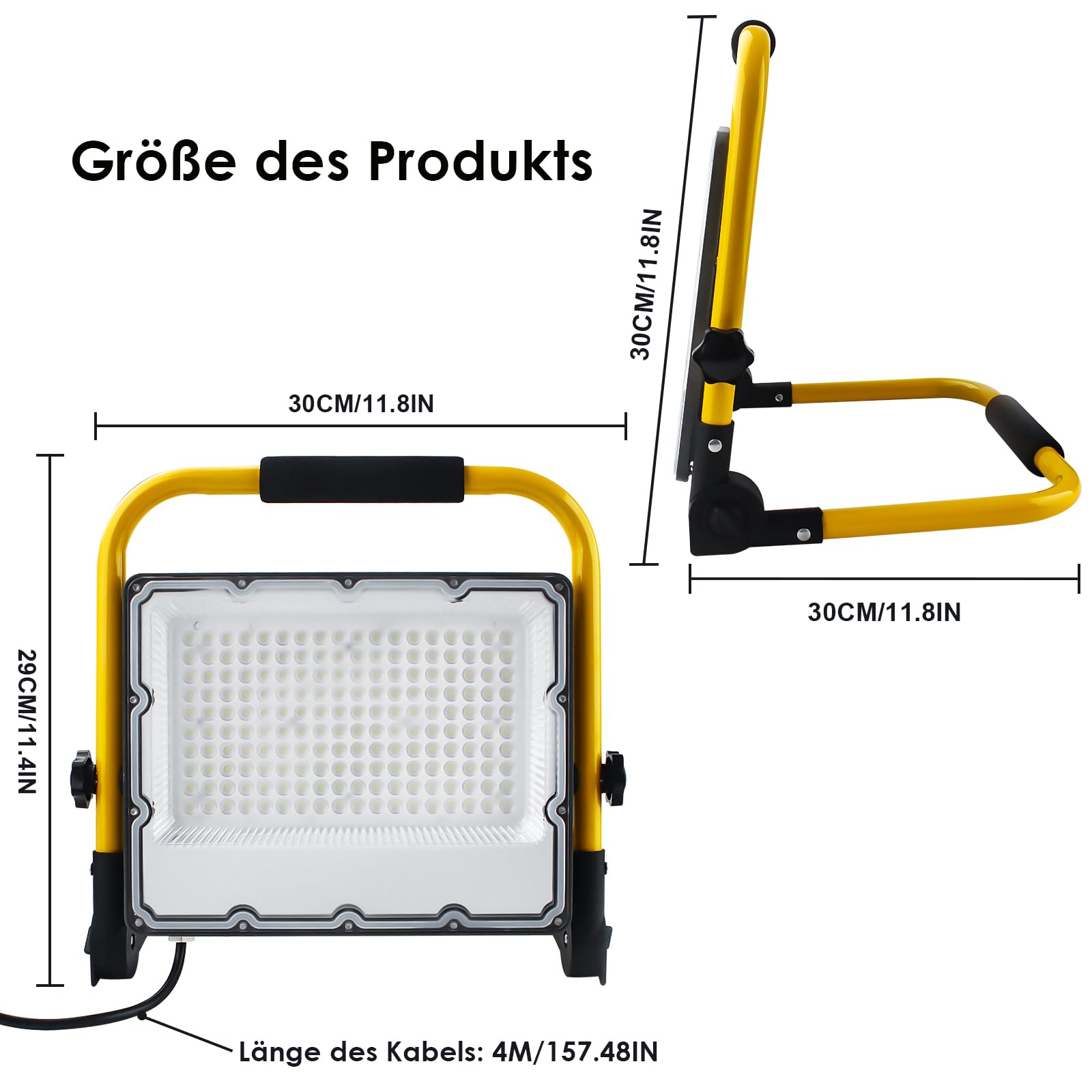 150W LED Baustrahler mit Stativ und 4m Kabel,IP66 Wasserdichter Arbeitsscheinwerfer mit Schuko-Stecker für Werkstatt,Wartung oder Baustelle, 6500K Kaltes Weißes Licht,15000 Lumen
