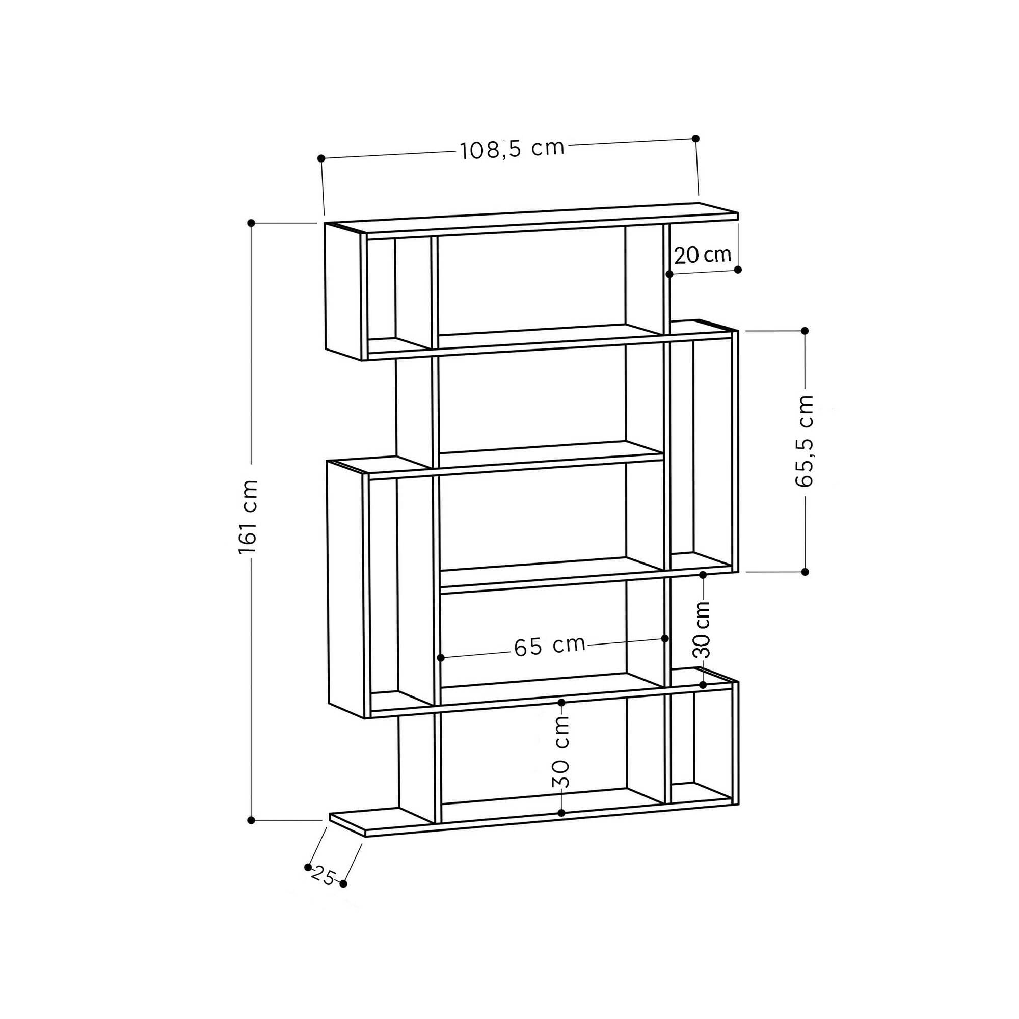 Dmora - Libreria Adhara, Scaffale da ufficio, Mobile portalibri, Biblioteca, 110x26h161 cm, Quercia e Antracite
