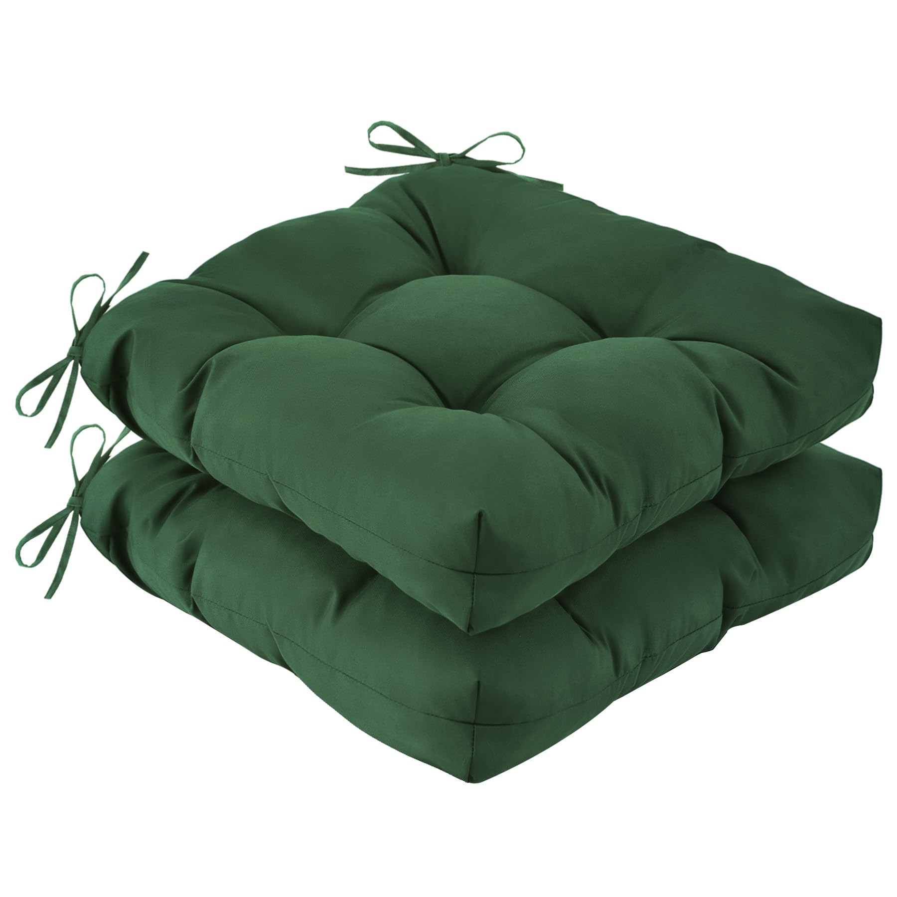 Photo 1 of IASEAHK Outdoor Chair Cushions Set of 2, 19" x 19" x 5", Waterproof Outdoor Seat Cushions for Patio Furniture, Fade-Resistant Patio Chair Cushion, Dining Wicker Chair Pads for Porch Garden, Dark Green
