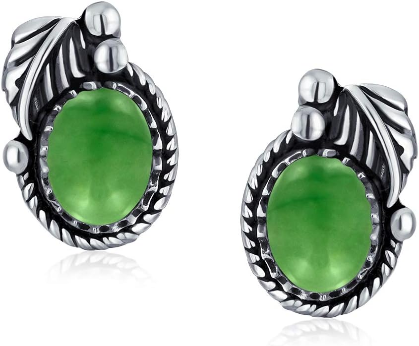 Bali Boho Bezel Set Ornate Round Stud Earrings For Women For Teen Oxidized .925 Sterling Silver More Gemstone Birthstones