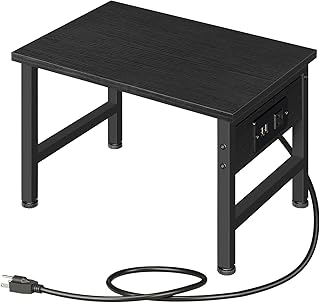 HOOBRO Printer Stand for Desk, Desktop Printer Stand with Charging Station, Small Printer Table with Storage Hook, Under D...