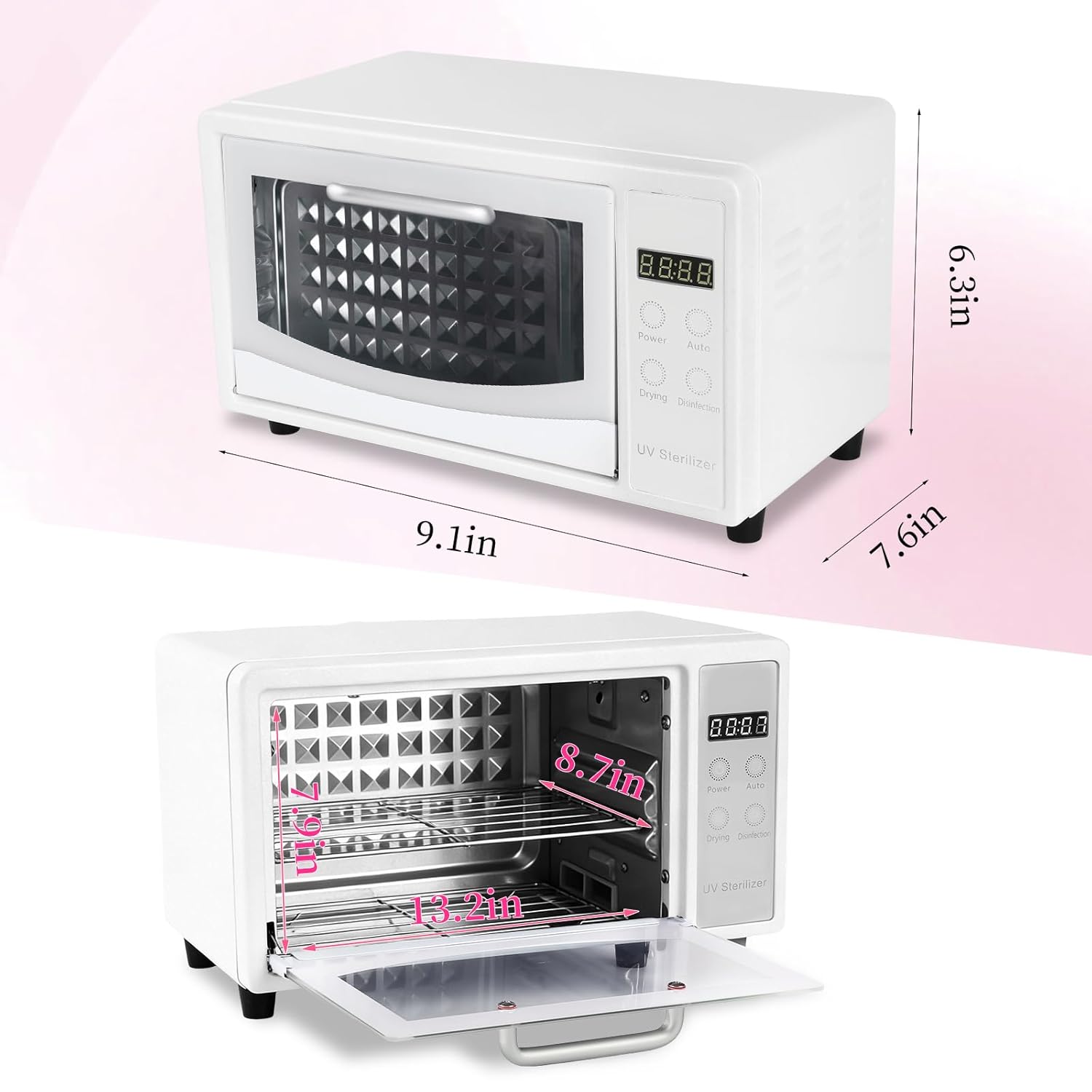 Nail Tool Sterilizer, 10L Double-layer Large Sterilizer for Nail Tools, Multi-Functional Manicure Tool Cleaner Cabinet with Timer Setting for Home Use, Barbers, Beauty Salons, and Spas(White)