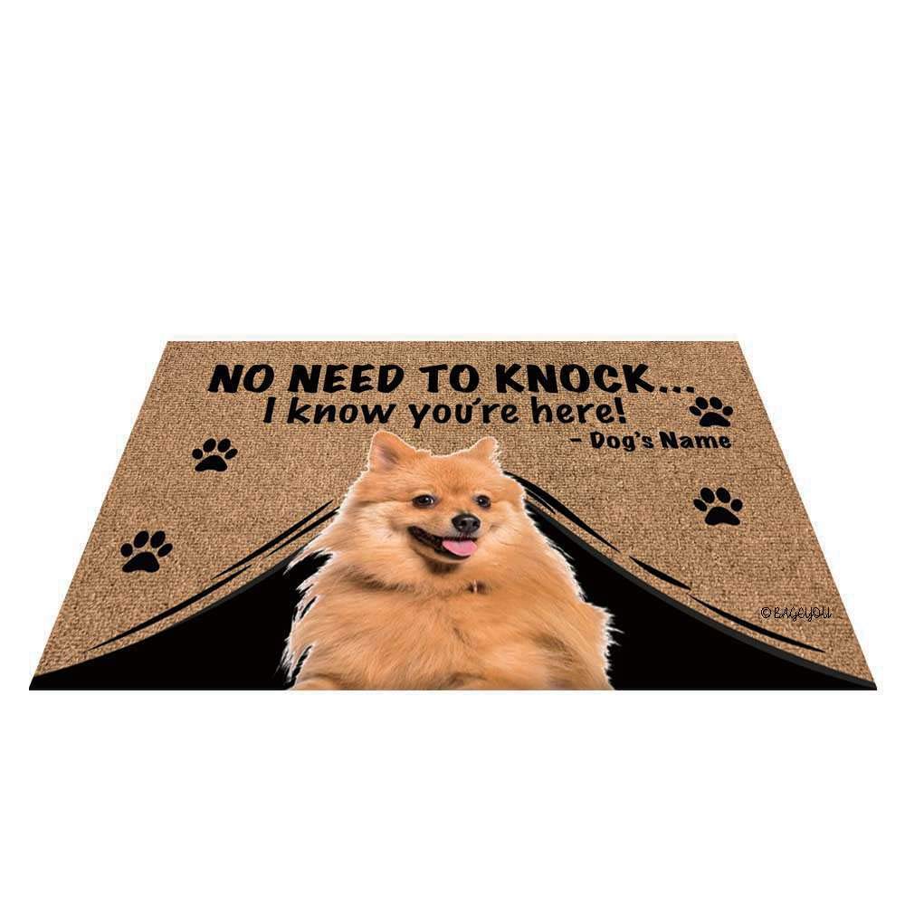 BAGEYOU Personalized Dog's Name Outdoor Doormat with My Love Dog Keeshond Welcome Floor Mat Not Need to Knock I Know You're Here 27.5" x 17.7"