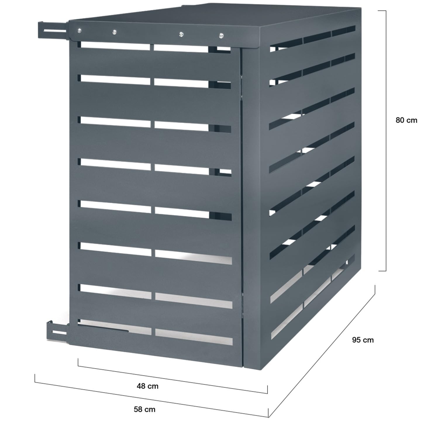 IDMarket - Cache climatiseur 95 x 50 x 80 cm métal gris anthracite protection unité extérieure pour pompe à chaleur
