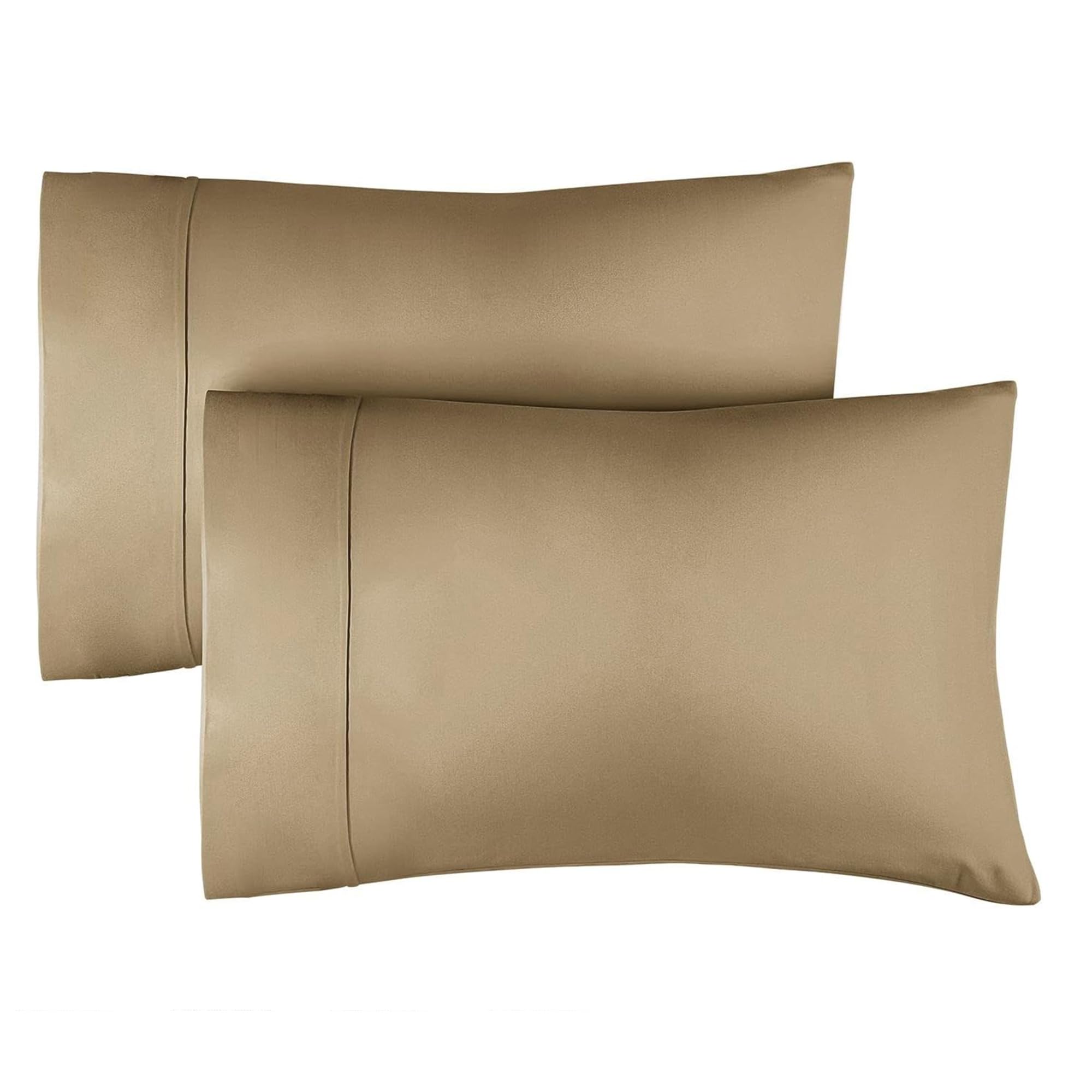 Standard Size Pillow Cases Set of 2 - Extra Soft Pillowcases - 50cm x 75cm - Breathable & Cooling Pillow Cases 2 Pack - Luxury Pillow Covers - Machine Washable - Pillow Protectors 2 Piece Set (Beige)