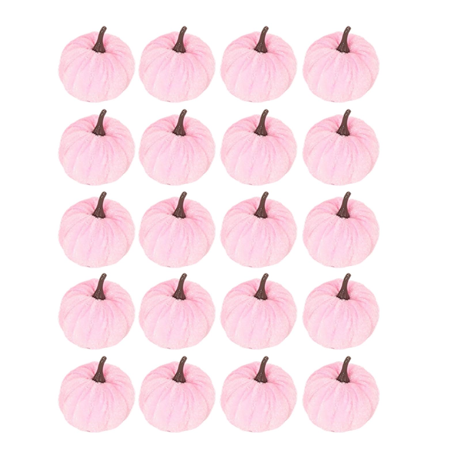 pidodou 20PCS Velvet Pumpkin Decorative Ornaments, Multi-Color Artificial Fall Harvest Decor for Mantel Table Shelf, Farmhouse Table Centerpiece for Thanksgiving Halloween Decor Pink