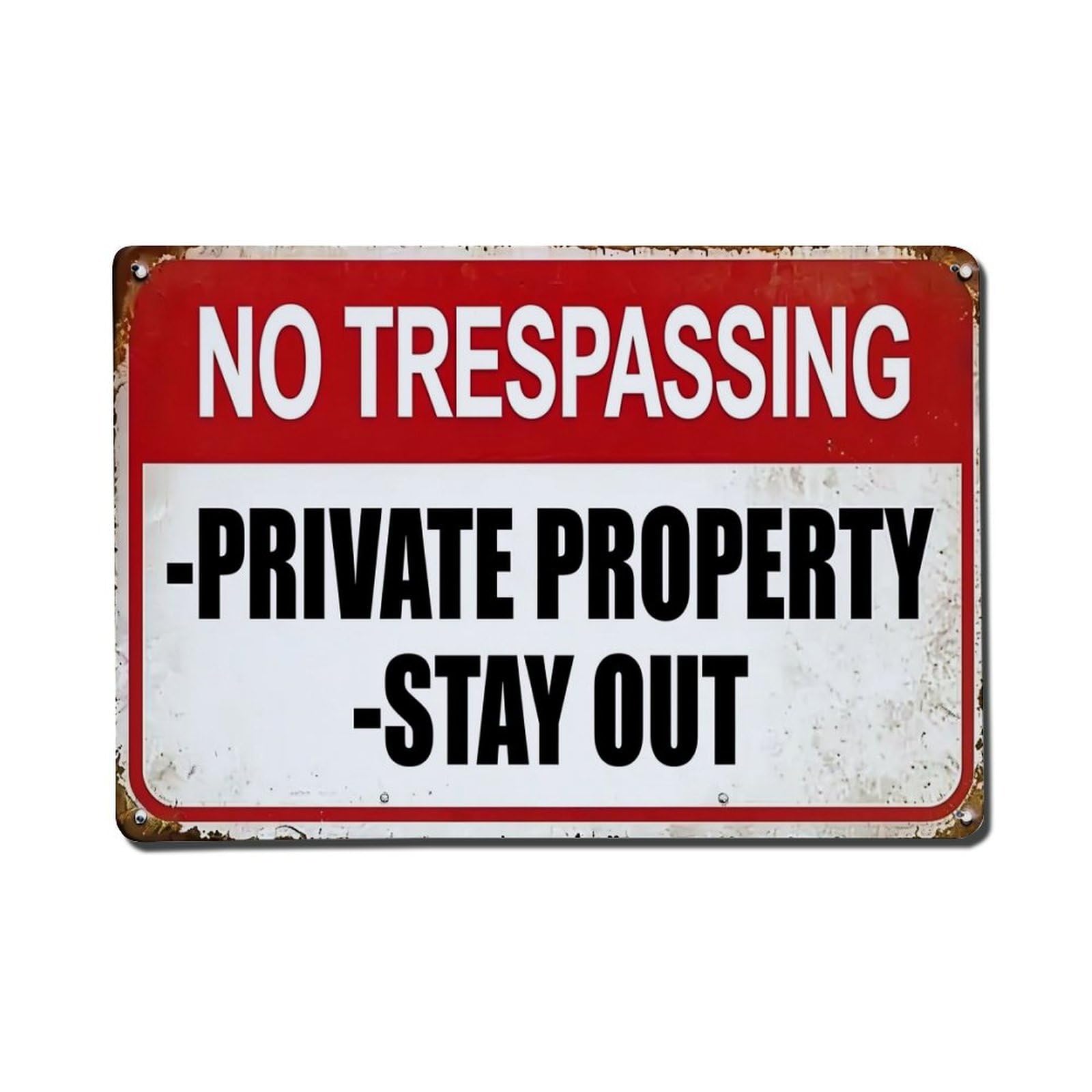 Nestemfo Vintage No Trespassing Private Property Stay Out Tin Sign Metal Sign, Living Room,Bar, Home, Bedroom Wall Decor,Retro Metal Poster 8X12 Inches