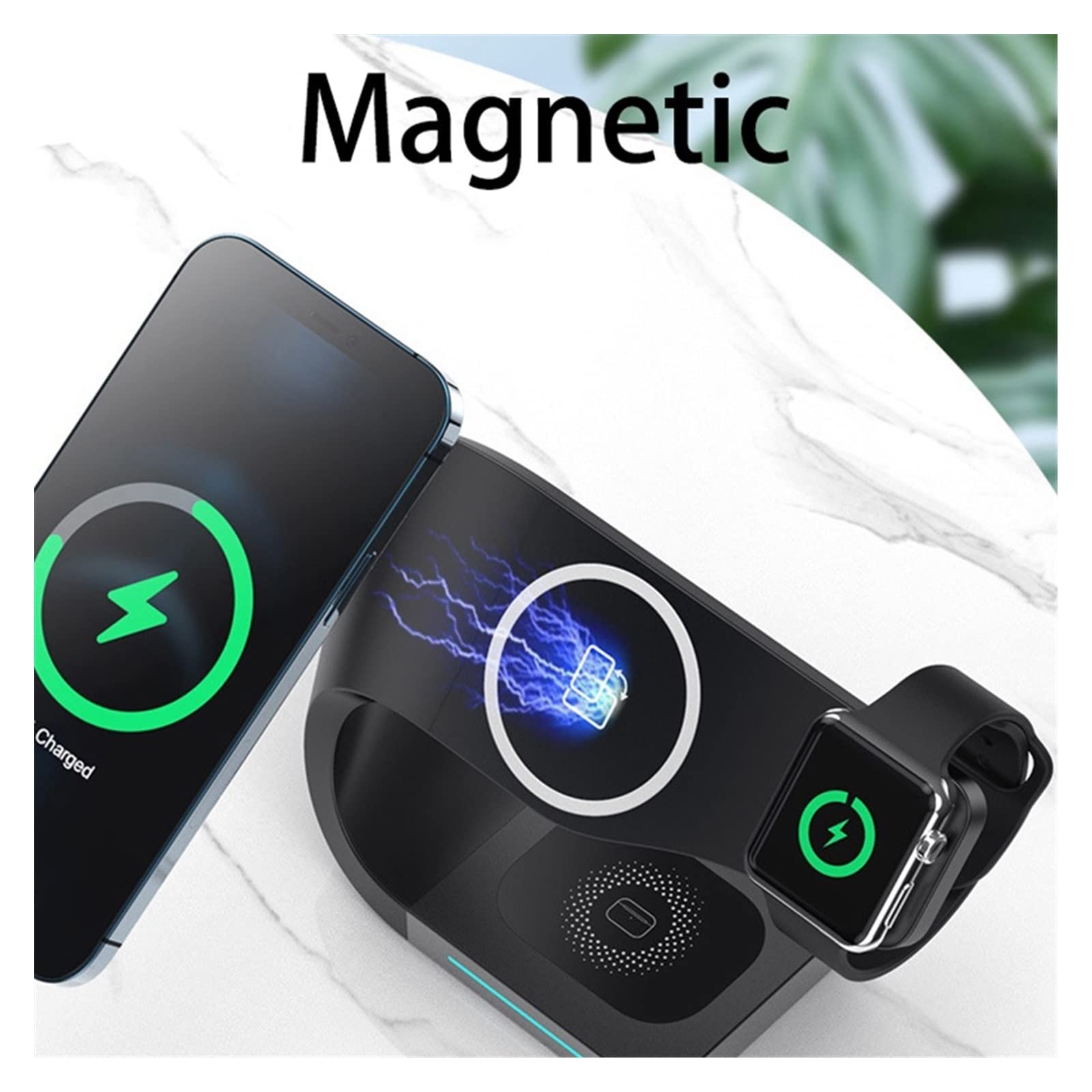 Magnetyczna bezprzewodowa ładowarka 3 w 1 Stacja ładująca do zegarka Słuchawki Ładowarki indukcyjne 15 W Bezprzewodowa ładowarka Stacja ładująca(Wit)