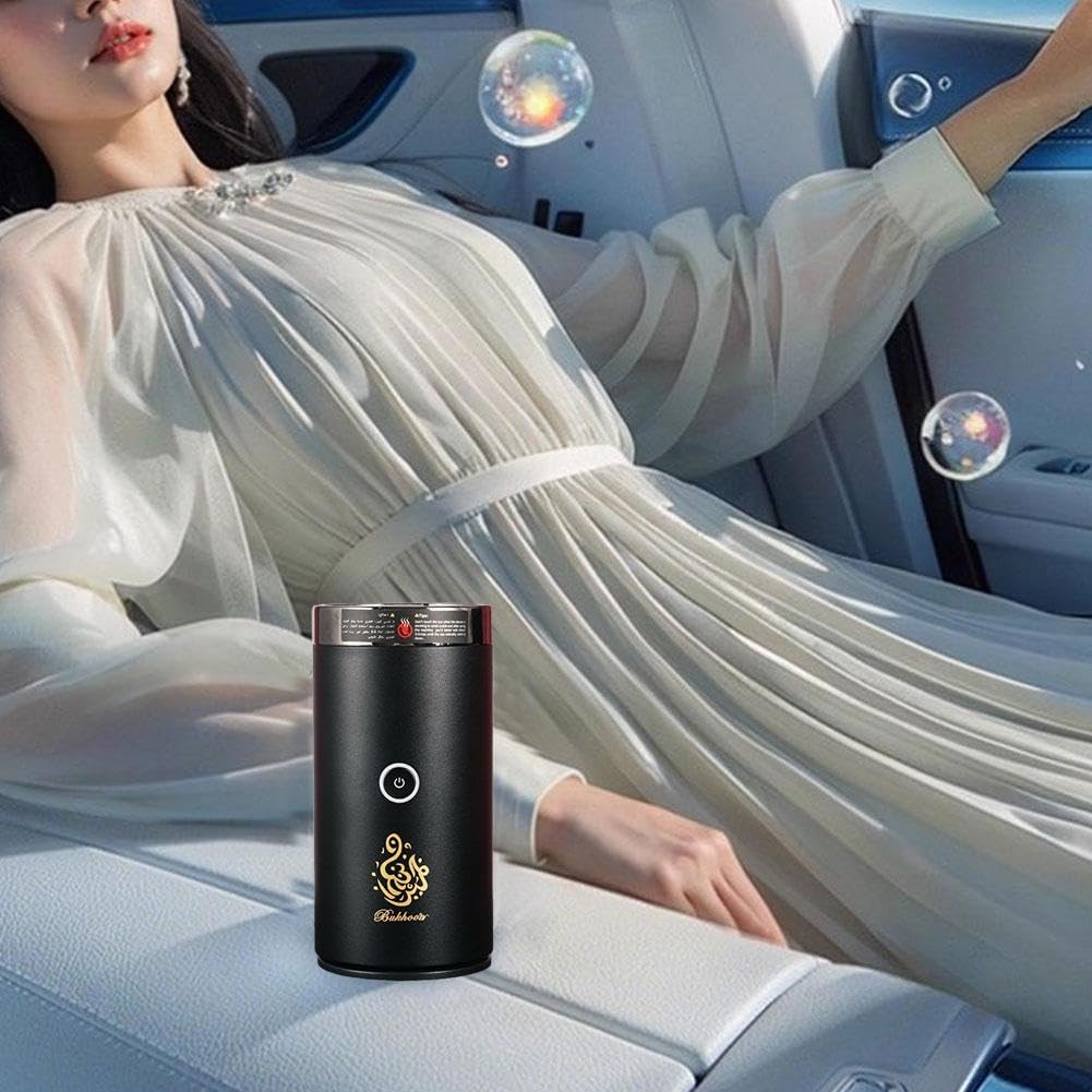 Bruciatore di incenso per auto, bruciatore elettrico Bakhoor, portatile, in lega di alluminio, ricaricabile tramite USB, diffusore per auto e decorazione domestica