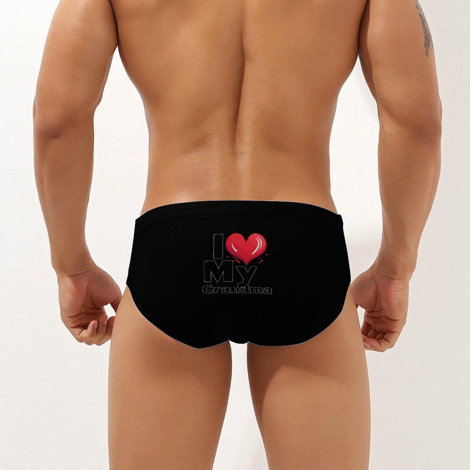 I Love My Grandma Mens Swim Briefs Quick Dry Swim Trunk Bikini Underwear Swimsuit M