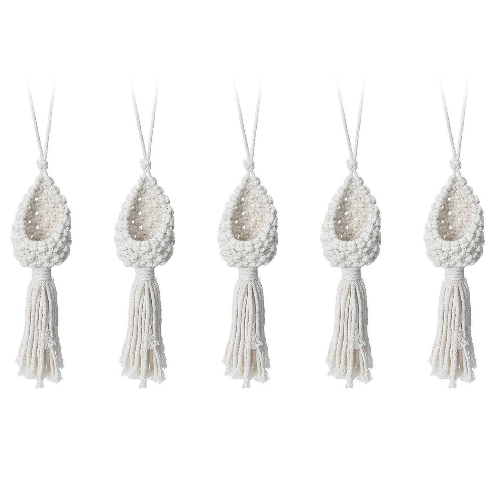 Hndhbfgrt 5X Boho Macrame Air Plant Hanger Tillandsia Hanging Basket Rope Holder Flower Home Decor (10CM)