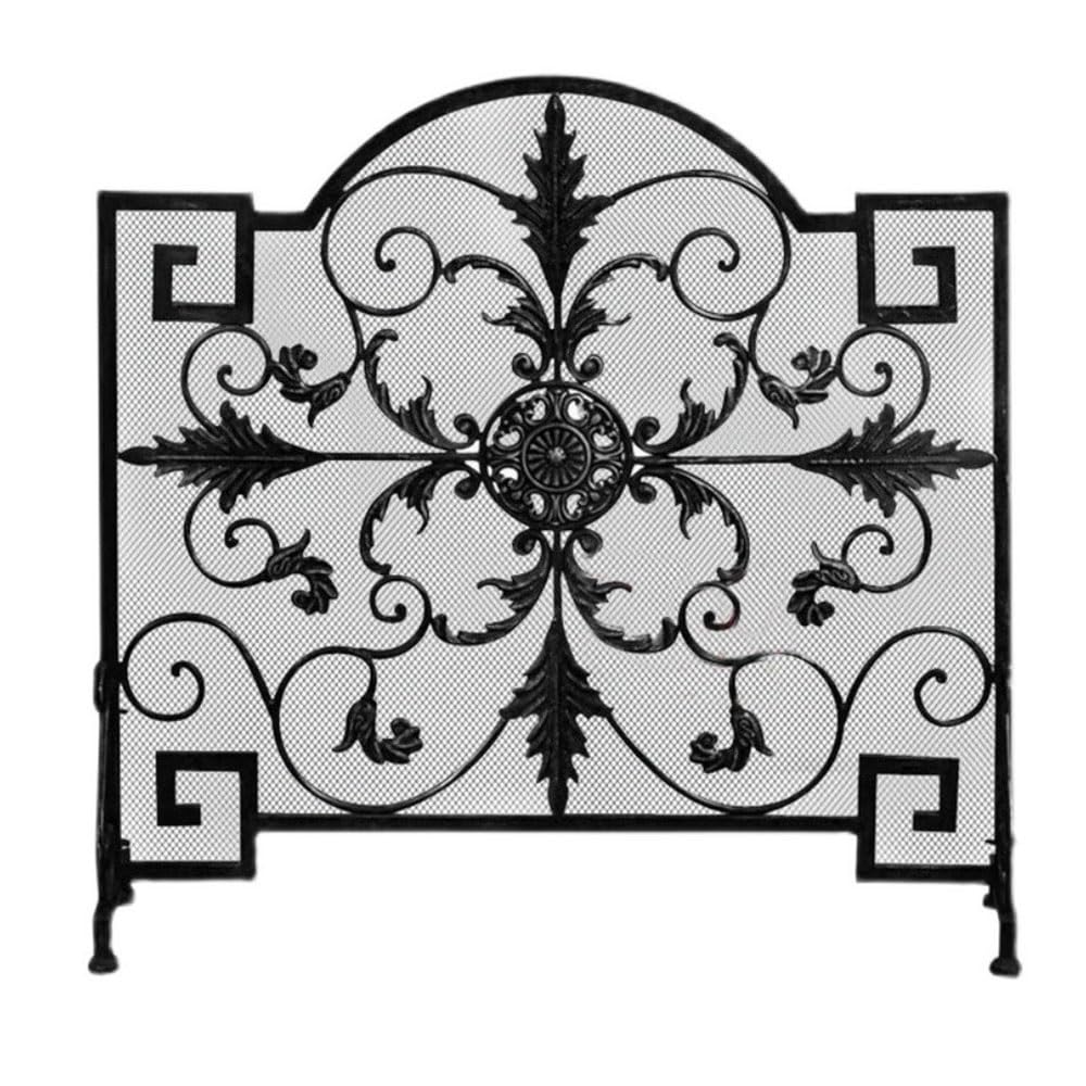 fireplace cover Black Retro Intricate Carved Hollow out Fireplace Screen Living Room Fireproof Partition Guardrail