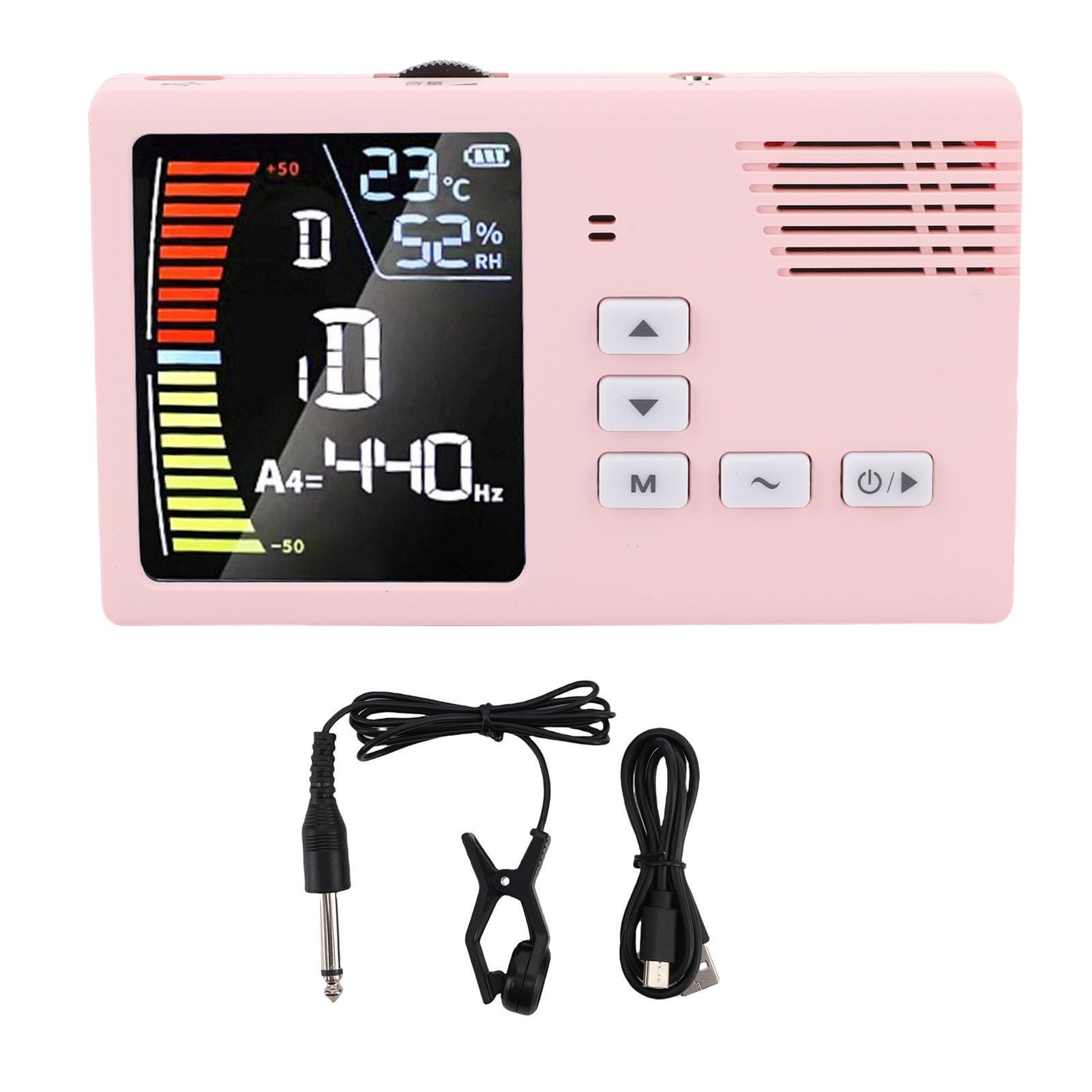 Accordeur de Métronome Accordeur de Métronome Numérique ABS avec Affichage LED Rechargeable 580 MAh Générateur de tonalité d'Accordeur 3 en 1 pour les Joueurs Guzheng Guqin Pipa Erhu (PINK)