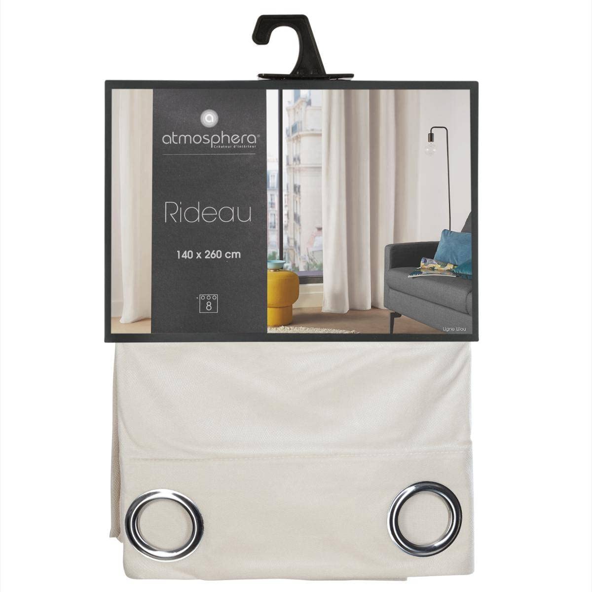 HomeMaison Rideau Uni Esprit Loft, Polyester, Ivoire, 260x140 cm