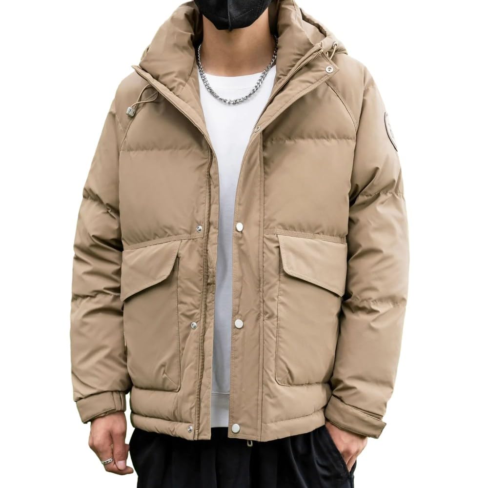 SWEPER Piumino da Uomo - Piumini Invernali da Uomo con Cappuccio Cappotto Caldo Resistente al Freddo Sciolto Casual Ispessito Giacca da Lavoro per Uomo Capispalla