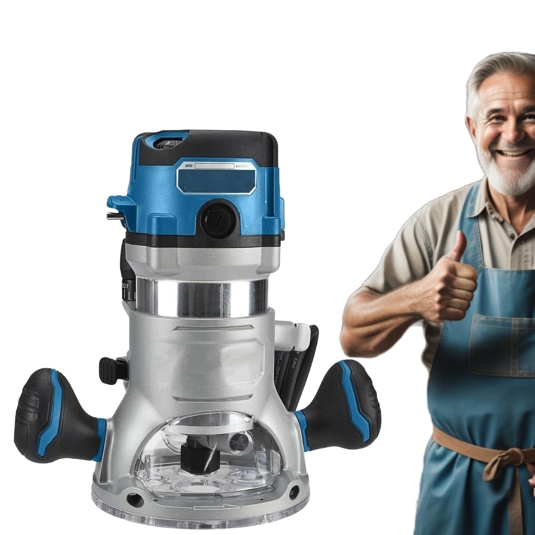 Hercules 2-1/4 HP (Max), Corded 12 Amp Variable Speed Fixed Base Router with Plunge Base Kit - 10,000 to 25,000 RPM, Accepts Router Bits with 1/4 in. or 1/2 in. Shanks, LED light, Rubberized Grip