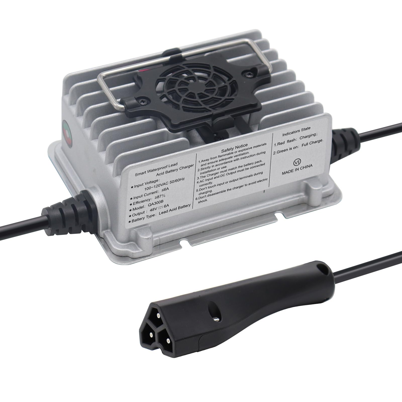 Replacment Golf Cart Battery Charger 48V 6Amp for 48 Volt Ez-Go EZgo RXV/TXT with RXV Plug 3 Prong Connector