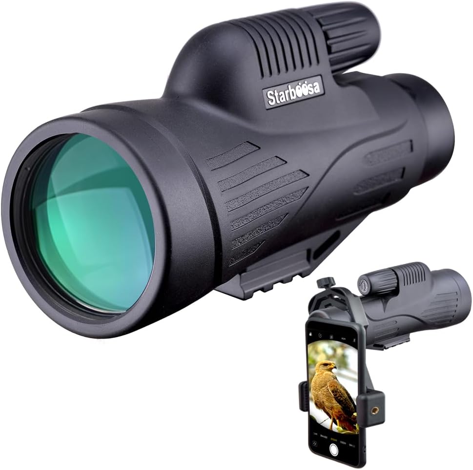 12x50 High Definition Monocular Telescope with Smartphone Holder - Waterproof Monocular with Durable and Clear BAK4 Prism for Bird Watching Wildlife Hunting Camping Hiking
