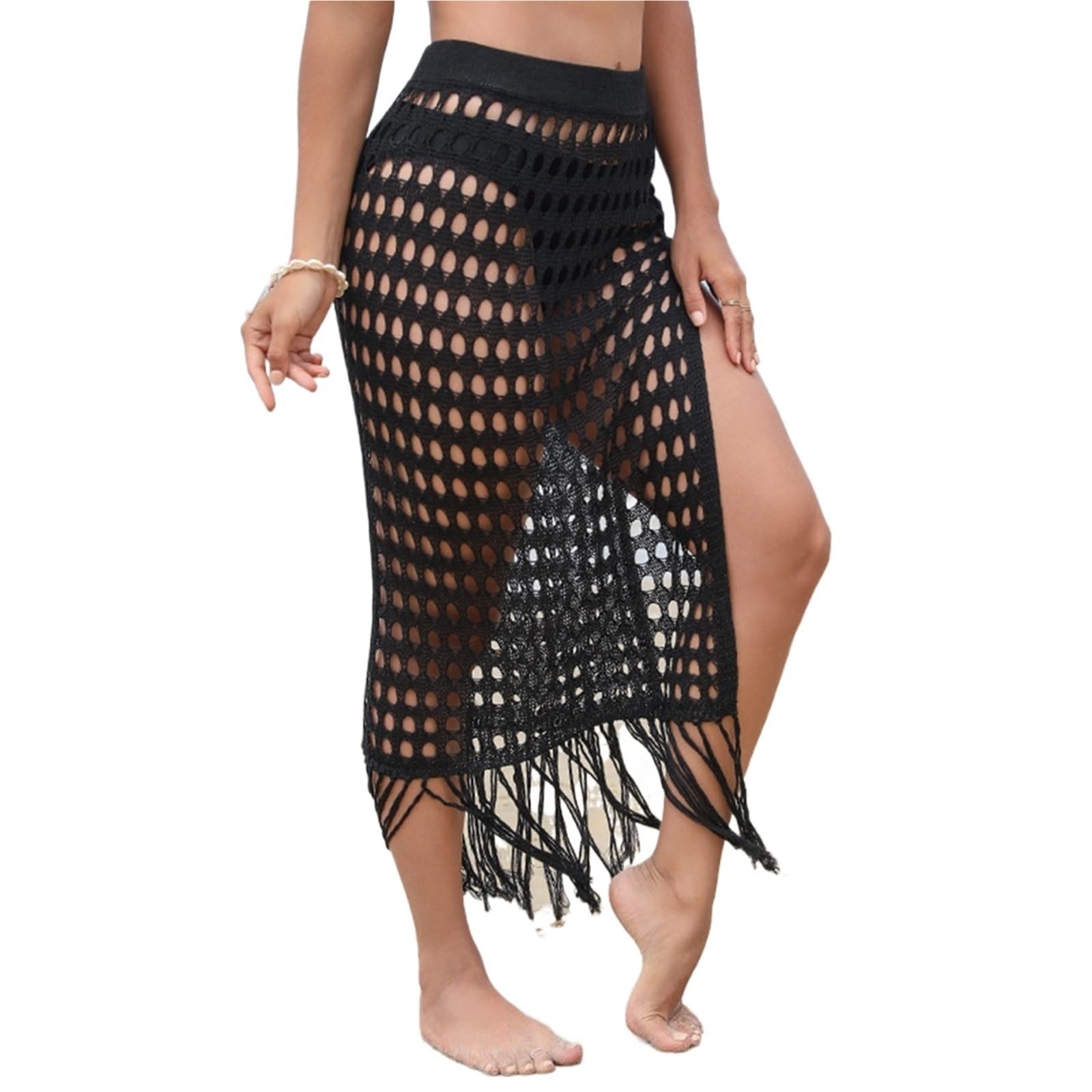 vestidos playa Trajes de baño, pareos, faldas for mujer, playa lisos con malla tejida