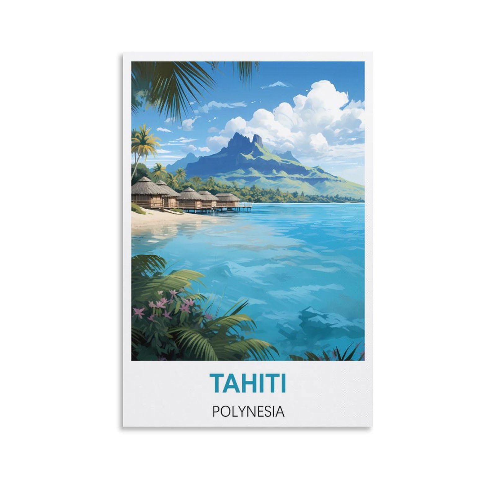 EZMLFA Diamond Art Kits Adults,Tahiti Polynesia,5D Dimond Picture, Crystal Gem Art Crafts for Boys Girls, DIY Mosaic Creations Set for Home Decor 30x40cm