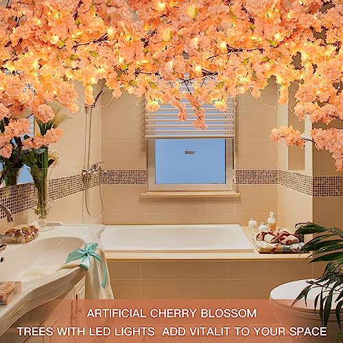 TTDMK-Artificial-Cherry-Blossom-Tree-with-LED-Light-Weeping-Cherry-Blossom-Tree-Artificial-Champagne-Pink-Cherry-Tree-for-Garden-Party-Wedding-Office-Home-Decor-Indoor-Outdoor-4-x-65ft-vine