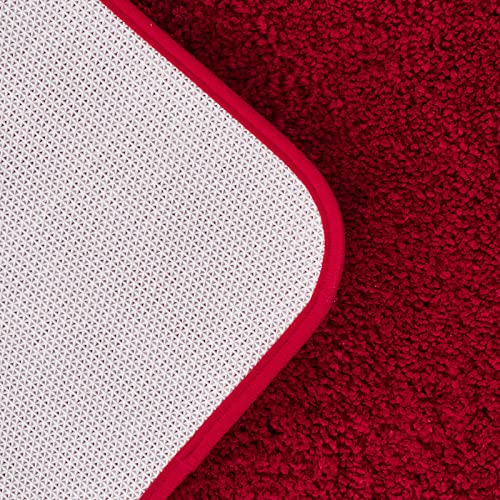 MIULEE Bath Mat Non Slip Absorbent Bathroom Soft luxurious Shower Small Mat Doormat Inside Rugs Kitchen Rugs Carpet Mat Washable for Bathroom Bedroom Kitchen Entrance 70x120 cm Red - Image 3