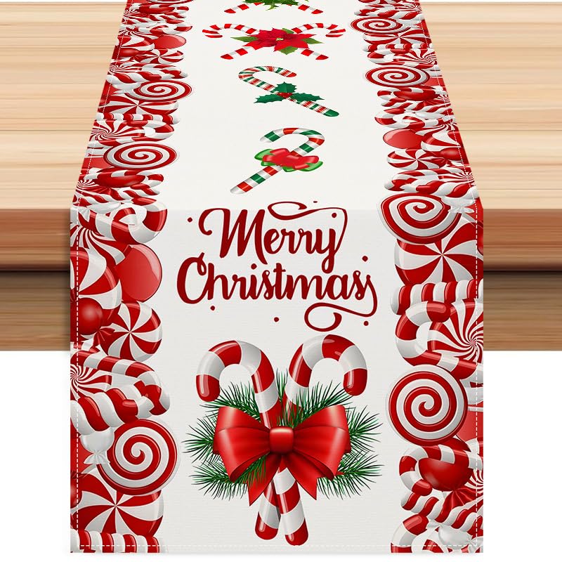 Christmas Linen Red and White Candy Cane Christmas...