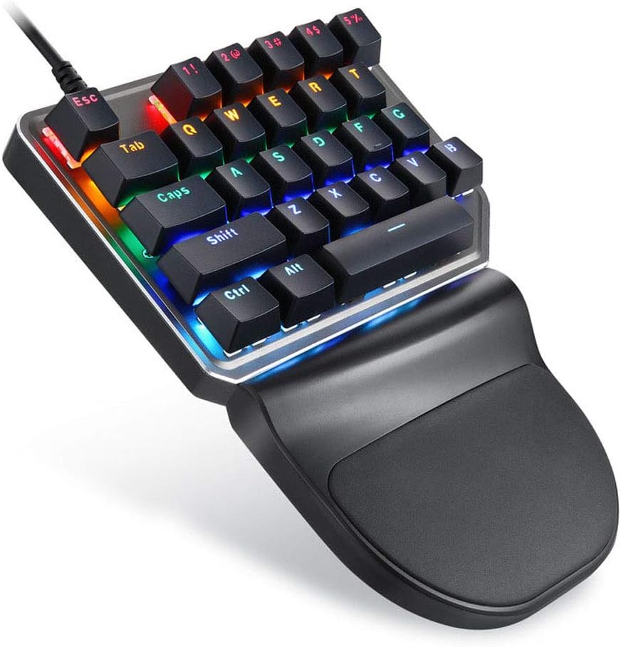 ポータブル シングルハンドメカニカルキーボードケーブル付きUSBゲーミングキーボード、人間工学に基づいたシングルハンドゲーミングキー