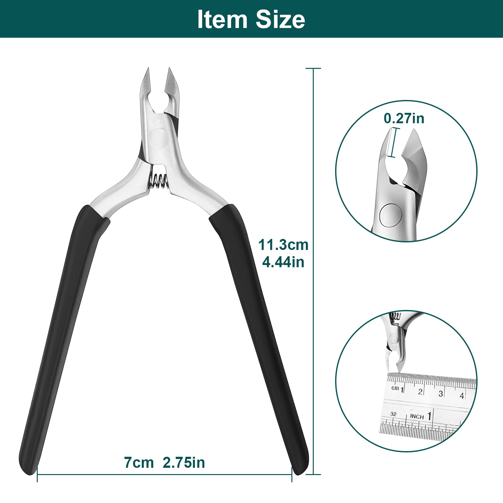 CGBE Cuticle Nipper, Cuticle Remover Professional Manicure and Pedicure Cuticle Remover Tools Stainless Steel Cuticle Clippers Black - Image 2