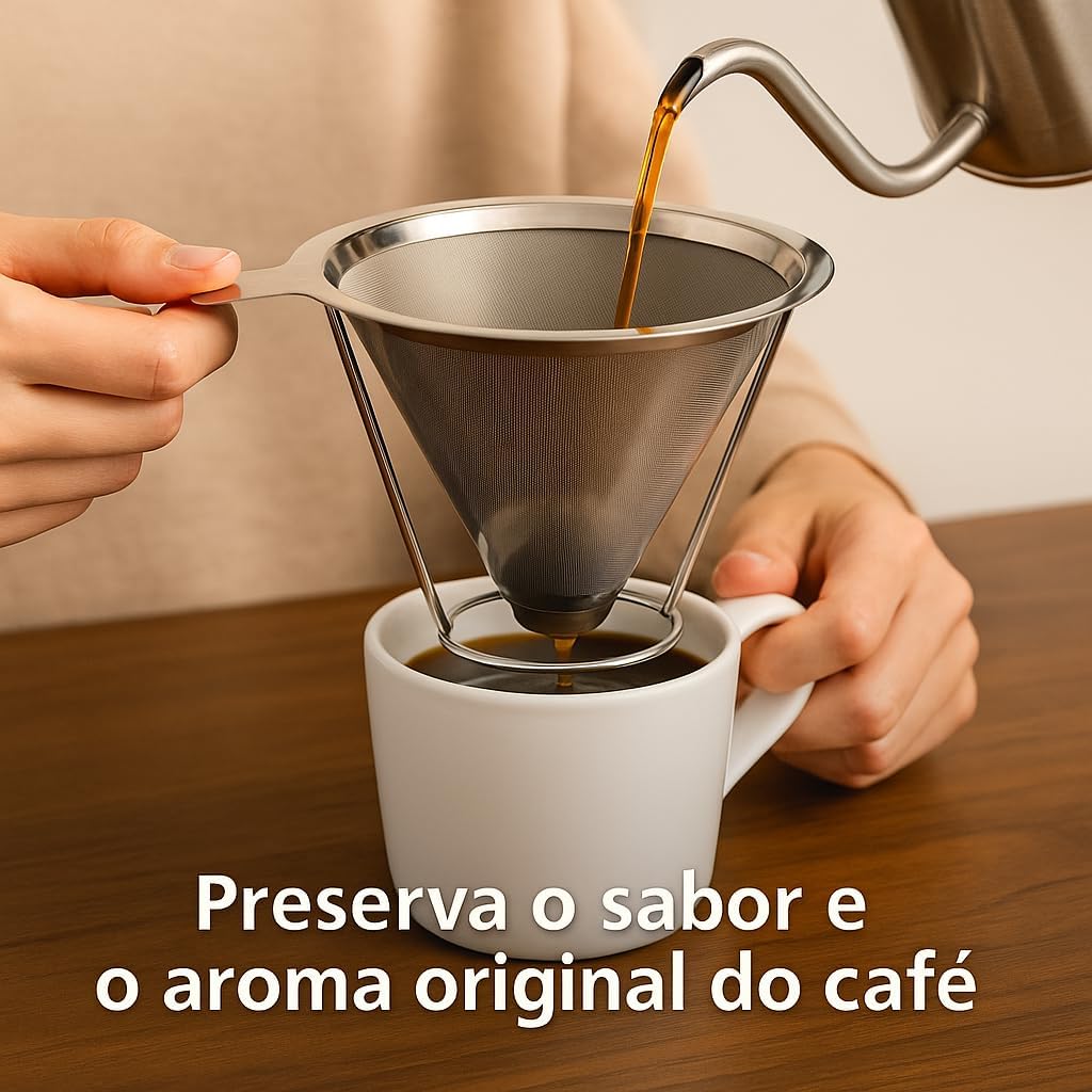 Coador Filtro de Café 103 Inox Reutilizável Premium – Peneira Aço Inoxidável Sem Papel, Durável e Ecológico, Ideal para Cafeteiras e Coados Artesanais Coador Filtro de Café 103 Inox Reutilizável Premium – Peneira Aço Inoxidável Sem Papel, Durável e Ecológico, Ideal para Cafeteiras e Coados Artesanais