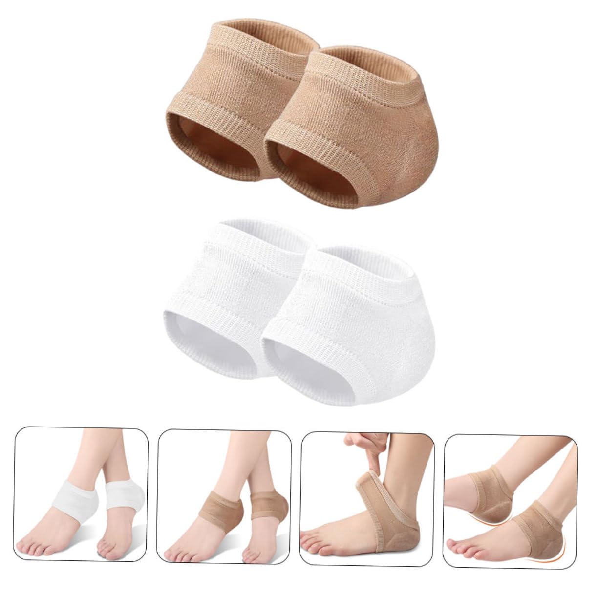 Balacoo 2sets Gel Heel Socks for Women Men Breathable Toeless Socks for Cracked Heel Relief 2pairs*2