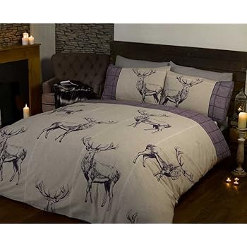 Highland Hirsch Lila Bettbezug Quilt Betten Set Grosse Schlafzimmer Bettwasche Amazon De Kuche Haushalt