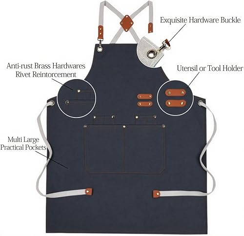 Miniatura 4 de Delantal de cocina para el hogar, cocina, horneado, jardinería para mujeres y hombres