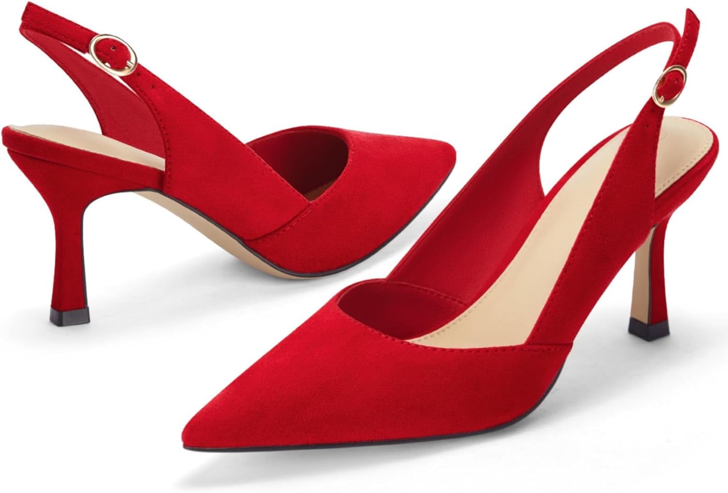 Rilista Women's Slingback Kitten Heels Closed Pointed Toe Wedding Party Dress Pumps Shoes - Image 5