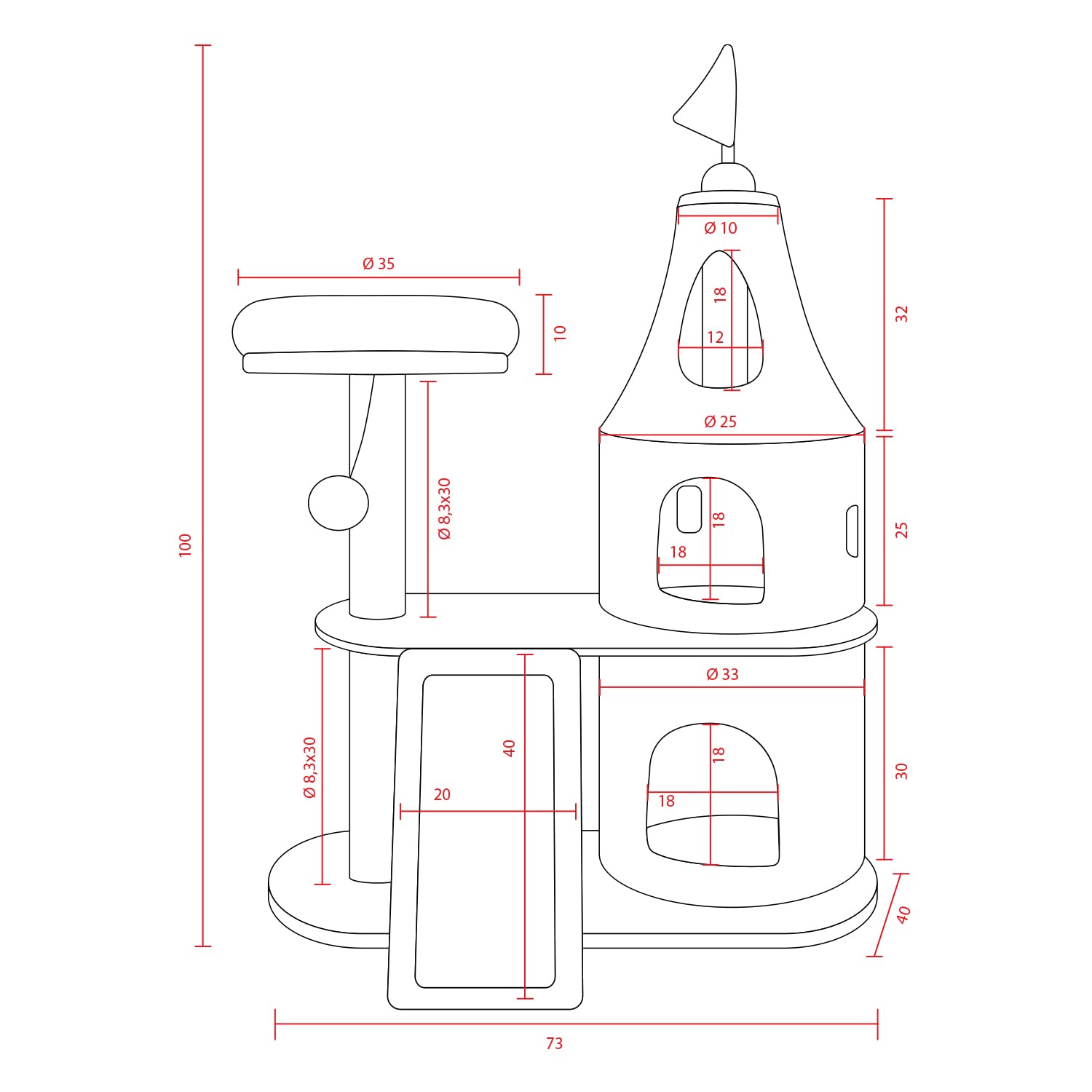 AQPET Tiragraffi Dubai 110 cm con Cuccia per Gatti Albero Parco Giochi Gioco Tira Graffi per Gatto Beige