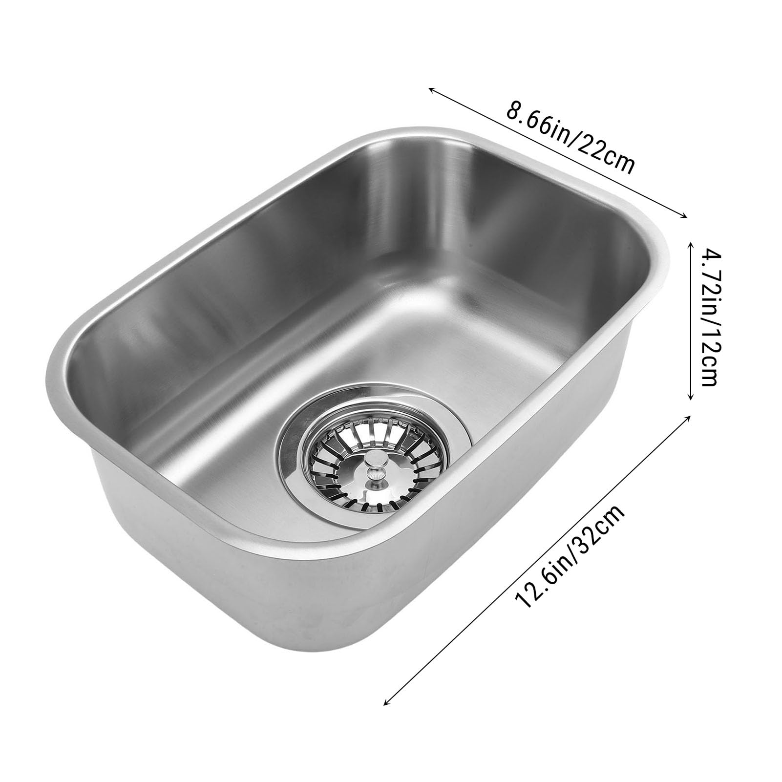 Misura Durevole per Mini Lavello per a Vasca Singola in Acciaio Inossidabile per Risparmiare Spazio Nei Veicoli e Yacht 12,6x8,66x4,72 Pollici