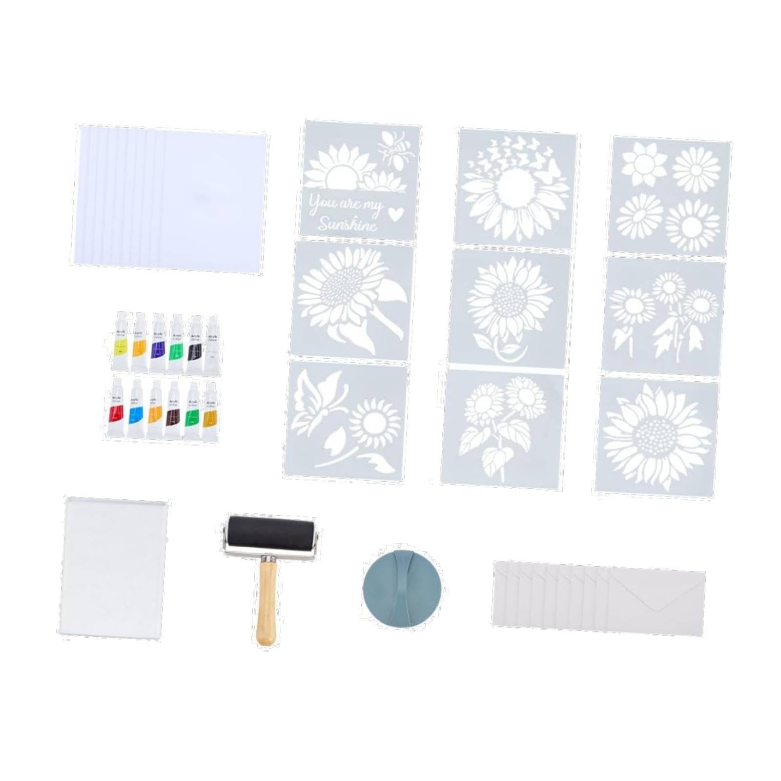 Kit Completo Gel Printing Plate con Stencil Rullo Carte Manuale d'Uso Dettagliato E Materiali PET Riutilizzabili Progettato per Principianti Stampa