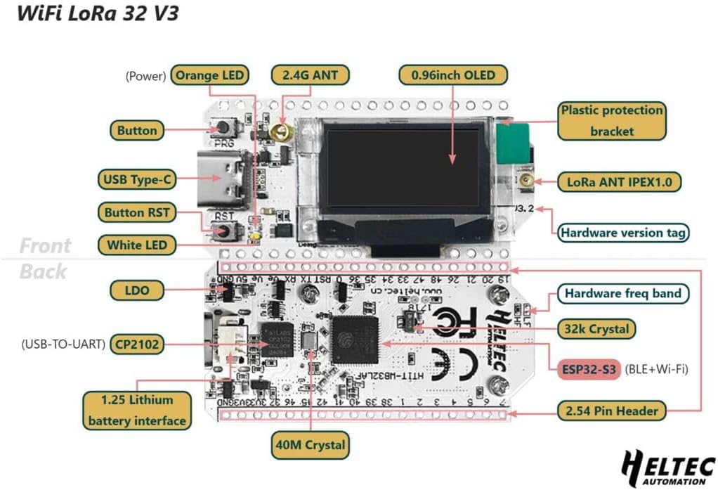 Heltec V3 ESP32 S3 SX1262 LoRa Meshtastic Node WiFi Bluetooth Mesh Radio Development Board with OLED Long Range IoT Starter Kit for Meshtastic Device and LoRaWAN