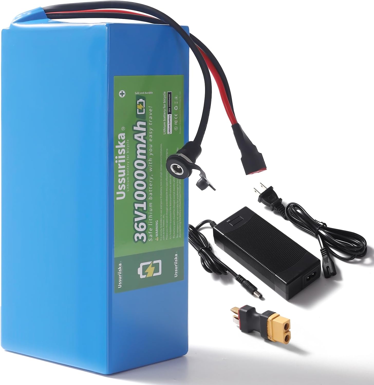 36V 10Ah 36Volt Ebike Battery 36V Lithium Battery 10Ah Electric with 2A Charger, T-Plug to XT60 Connector and BMS for 250-550W Electric Bicycles Motor and Scooter