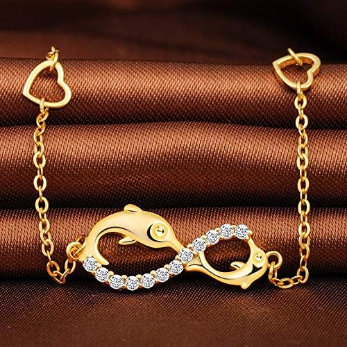 MicLee Woman's girl's Bracelet, 925 Sterling Silver bracelet, Dolphin and infinity symbol bracelet, with mini hollow heart - Image 4