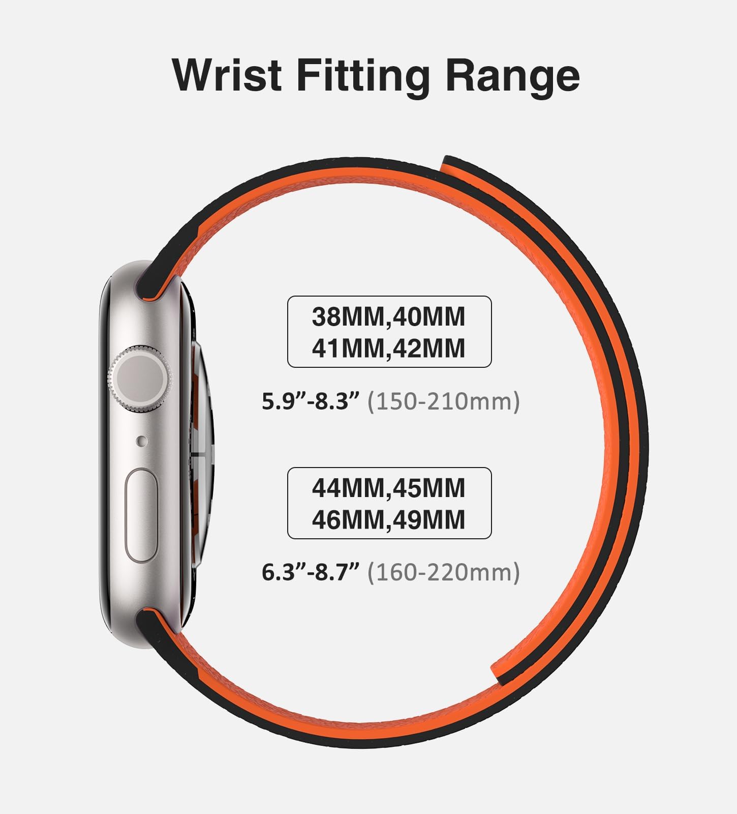 Nereides Compatible with Apple Watch Straps 42mm 41mm 40mm 38mm, Soft Magnetic Silicone Replacement Band for iWatch Series 11 10 9 8 7 6 5 4 SE SE2 SE3 3 2 1 (Black+Orange) — view 3