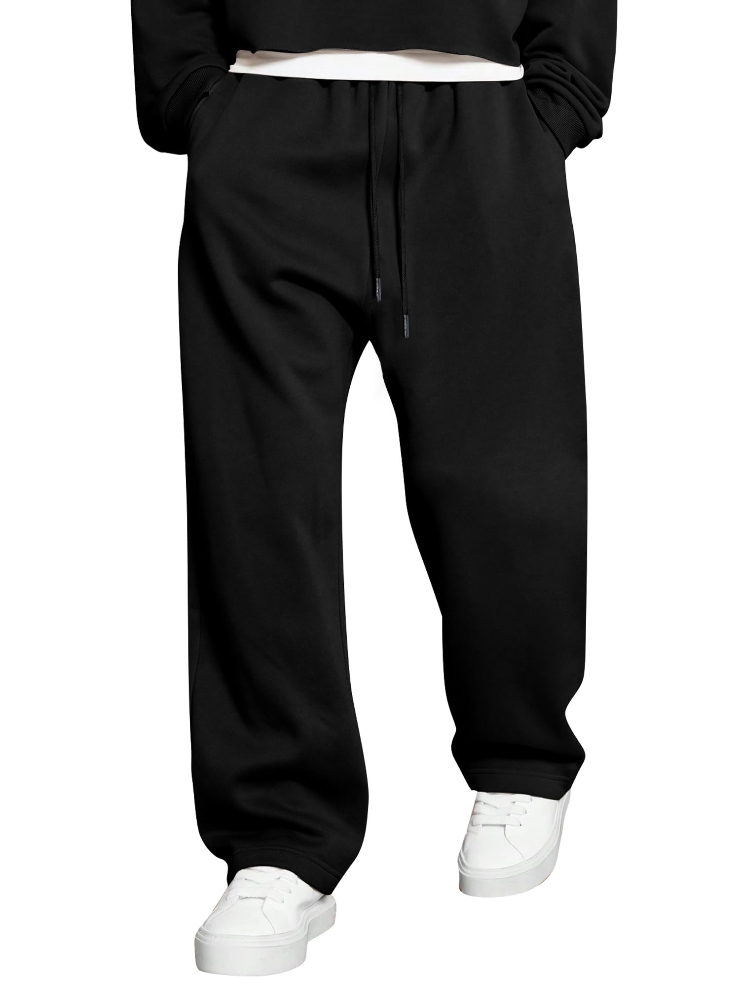 JMIERR Herren Casual Baggy Hosen Breite Beine Lounge Workout Gym Reise Sweatpants mit Taschen S-3XL