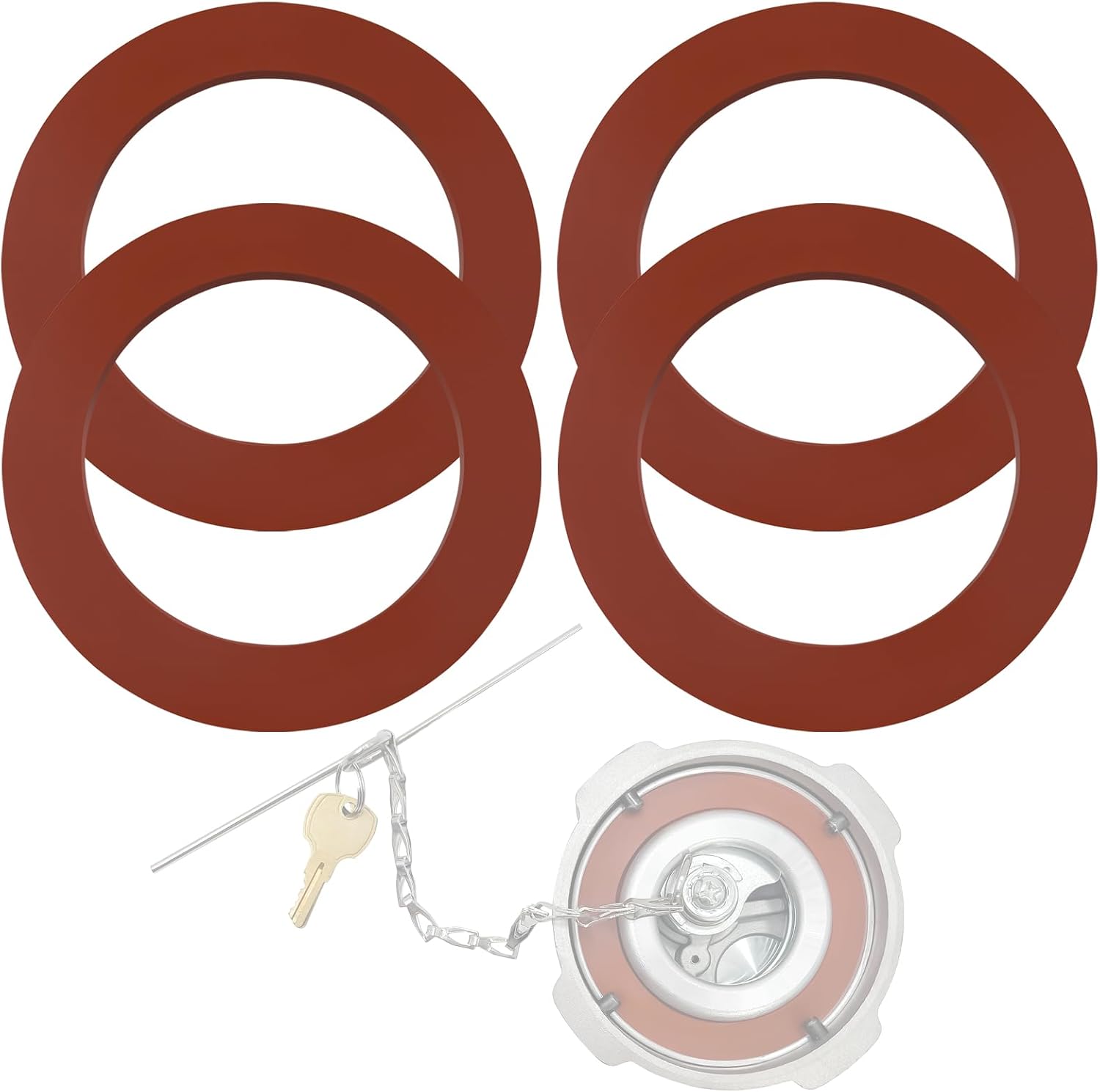 4 Pack FKM Fuel Tank Cap Gaskets for Freightliner 1/4 Turn Fuel Caps 03-37017-000 03-37017-002 0337017000 0337017002 3 1/2" Diameter 2-Pack Fuel Tank Cap Gasket O-Rings