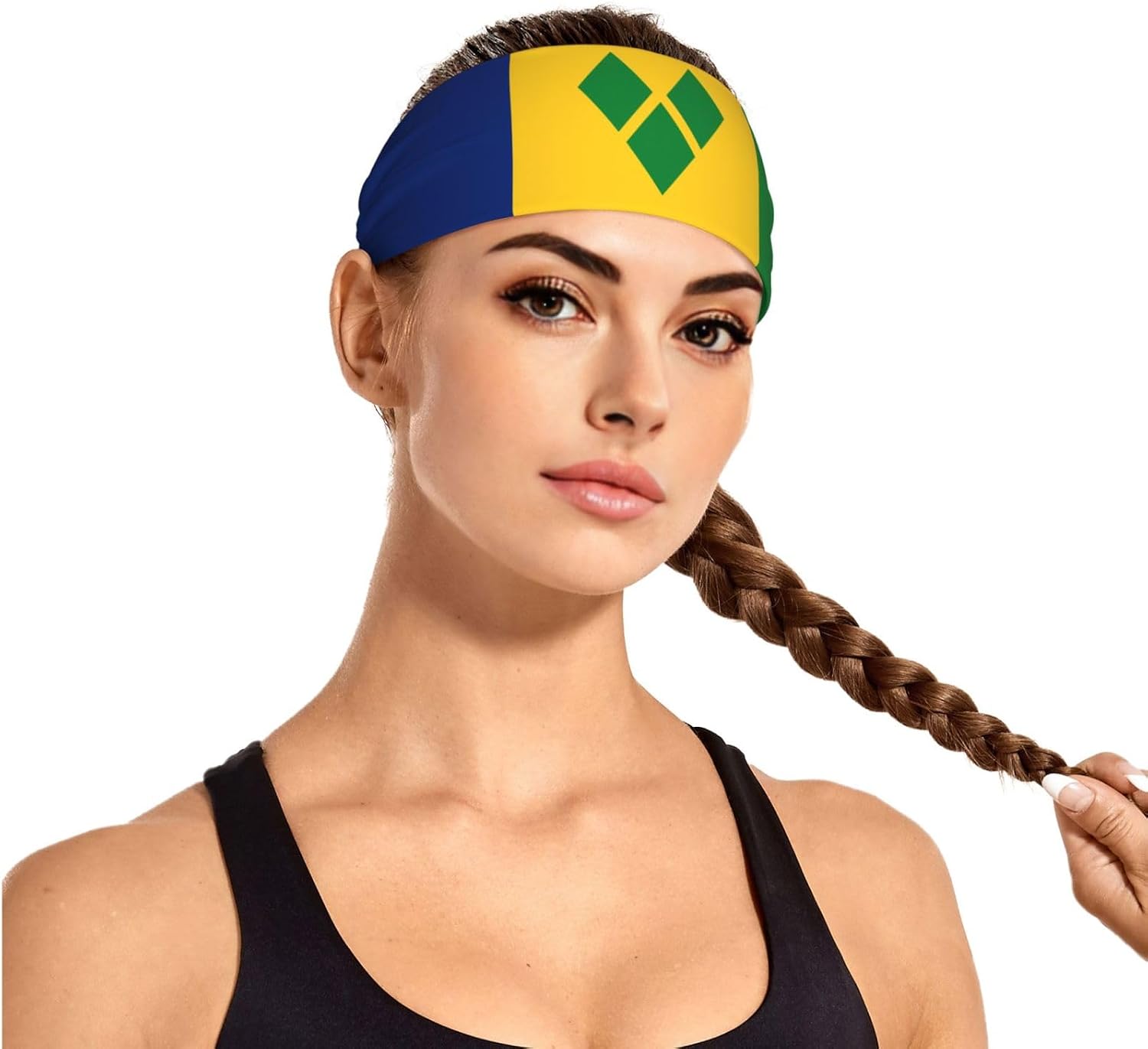 Flag Elastic Headband for Women Men Moisture Wicking Sweatband Sports Hair Band for Running Football Tennis Unisex