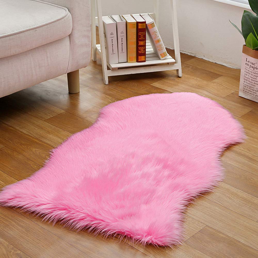 GueTTO Peau De Mouton Synthétique, Tapis en Peau De Mouton Synthétique,Cozy Sensation comme Véritable Laine Tapis en Fourrure Synthétique, Man Made Laine Tapis De Canapé Coussin,R,60x100cm