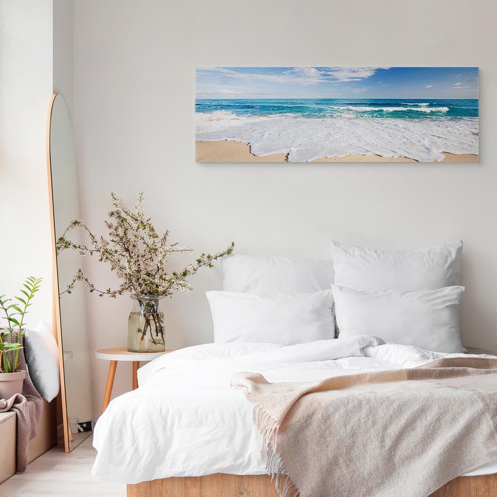 Cuadros B&D XXL - Cuadro en Lienzo Mar Playa 150x50 cm 1 pieza - Impresión en material tejido no tejido cuadros decoracion salon modernos lienzos - Naturaleza Paisaje c-A-0049-b-d