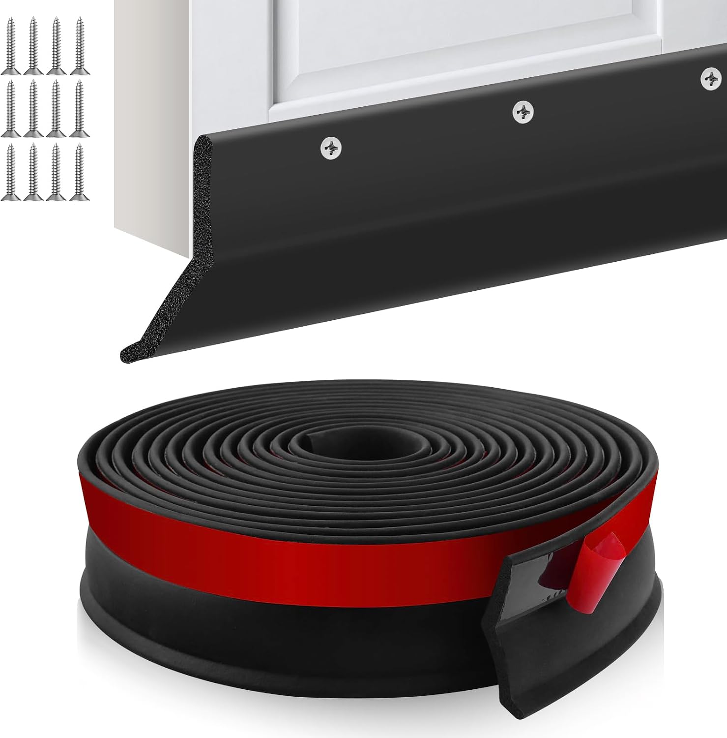 Garage Door Seal Universal Garage Door Bottom Weather Stripping Rubber Seal Strip Draught Excluder with Nails for Warehouse Foam Rubber, 3m